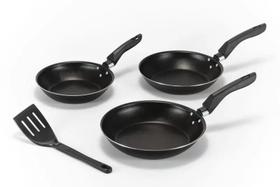 jogo Conjunto de 3 Frigideiras Francesas Antiaderente 18 a 22 + Espatula