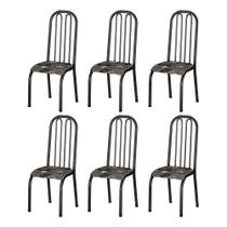 Jogo Conjunto De 6 Cadeiras Kit Cozinha Jantar Em Aço Metal Metálica Almofadada Tubular