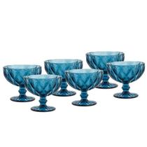Jogo Conjunto De 6 Taças Azul Sobremesa 400ml Casita