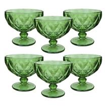 Jogo Conjunto De 6 Taças Verde Sobremesa 400ml Casita Jogo Conjunto De 6 Taças Verde Sobremesa 400ml Casita