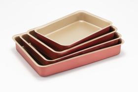 Jogo Conjunto de Assadeiras Tabuleiro Retangulares Altas 04 Peças - Aluminio Antiaderente Cereja Jogo Conjunto de Assadeiras Tabuleiro Retangulares Altas 04 Peças - Aluminio Antiaderente Cereja