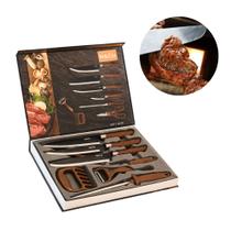Jogo Conjunto De Facas Chef Profissional 8 Peças Churrasco Inox Cozinha Kit Moderno Completo