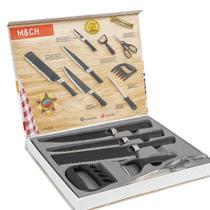 Jogo Conjunto De Facas Chef Profissional 8 Peças Churrasco Inox Cozinha Kit Moderno Completo