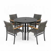 Jogo Conjunto de Mesa 1,00m ripada jardim 4 cadeiras alumínio e Corda Náutica Jogo Conjunto de Mesa 1,00m ripada jardim 4 cadeiras alumínio e Corda Náutica