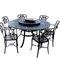 Jogo Conjunto de Mesa 1,50m Giratória e 6 Cadeiras Havana em Alumínio Fundido Liderança