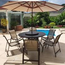 Jogo Conjunto De Mesa 6 Cadeiras Aluminio Piscina Ombrelone Jogo Conjunto De Mesa 6 Cadeiras Aluminio Piscina Ombrelone