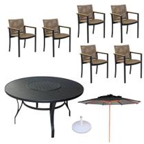 Jogo conjunto de mesa para área externa com 6 cadeiras e ombrelone - Sarah Móveis Jogo conjunto de mesa para área externa com 6 cadeiras e ombrelone - Sarah Móveis