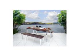 Jogo Conjunto De Mesa Sala Jantar Fibra Sintetica E Aluminio