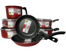 Jogo Conjunto De Panelas 7 Peças Eirilar Teflon Vermelha