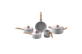 Jogo Conjunto de Panelas Brinox Antiaderente Ceramic Life 5 Peças Easy Gris