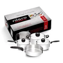 Jogo Conjunto de Panelas Eterna com 5 Peças em Alumínio PolidoNigro Jogo Conjunto de Panelas Eterna com 5 Peças em Alumínio PolidoNigro