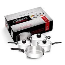 Jogo Conjunto de Panelas Eterna com 5 Peças em Alumínio PolidoNigro