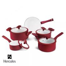 Jogo Conjunto de Panelas Indução 5 Peças Vermelho Hercules Jogo Conjunto de Panelas Indução 5 Peças Vermelho Hercules