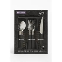Jogo Conjunto De Talheres inox Faqueiro Porta Talher Com 25 Peças Preto