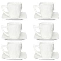 Jogo Conjunto de Xícaras Café Porcelana Branca Premium com 6 peças 90ml