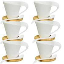 Jogo Conjunto de Xícaras Porcelana Premium Chá Capuccino 6pçs 150ml