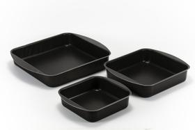 Jogo Conjunto Formas Assadeiras Quadradas 3 Peças Antiaderente TEFLON - Perfeita para Bolos e Doces