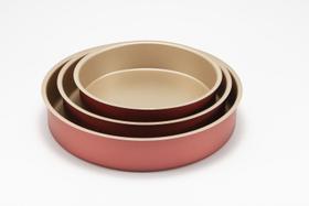 Jogo Conjunto Formas Assadeiras Redondas 3 Peças Antiaderente Cereja e Bege Ideal para Confeitaria Bolos e Doces Jogo Conjunto Formas Assadeiras Redondas 3 Peças Antiaderente Cereja e Bege Ideal para Confeitaria Bolos e Doces