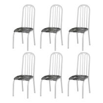 Jogo Conjunto Kit De 6 Cadeiras De Jantar Branco Cozinha Aço Tubular Metálica Metal