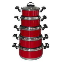 Jogo Conjunto KIt de Panela 5 Peças Rafaela Reforçado com Tampa Vidro Vermelho Jogo Conjunto KIt de Panela 5 Peças Rafaela Reforçado com Tampa Vidro Vermelho