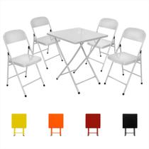 Jogo Conjunto Kit Mesa 4 Cadeiras Dobravel Bar Aço Metal Lanchonete Restaurante Churrasco Multiuso