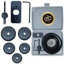 Jogo Conjunto Mandris Serra Copo Aço Carbono Estojo 8 Peças