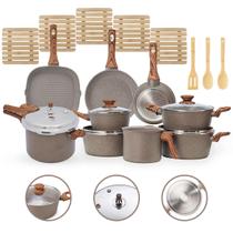Jogo Conjunto Panelas 17 Peças Indução Revestimento Cerâmico com Panela de Pressão 4,2l Jogo Conjunto Panelas 17 Peças Indução Revestimento Cerâmico com Panela de Pressão 4,2l