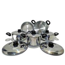 Jogo Conjunto Panelas 5 Pçs Alumínio Grosso Brilho Espelhado