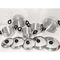 Jogo Conjunto Panelas 5 Pçs Alumínio Grosso Brilho Espelhado Jogo Conjunto Panelas 5 Pçs Alumínio Grosso Brilho Espelhado