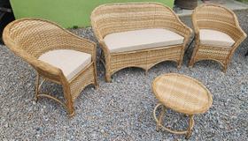 Jogo Conjunto Poltronas e Sofá Fibra Sintética Sala Deck