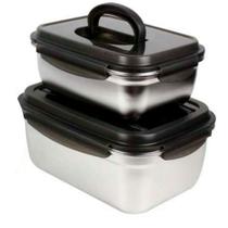 Jogo Conjunto Pote Inox Antibacteriano C/ Tampa de Vedação Jogo Conjunto Pote Inox Antibacteriano C/ Tampa de Vedação
