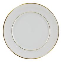 Jogo Conjunto Pratos Sobremesa Porcelana Wolff 6 Und Cor Monaco Branco E Dourado Lisa