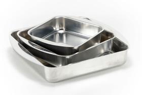 Jogo Conjunto Tabuleiro Assadeiras Quadradas 3 Peças Alumínio de Qualidade Brilhoso e sem Manchas Jogo Conjunto Tabuleiro Assadeiras Quadradas 3 Peças Alumínio de Qualidade Brilhoso e sem Manchas