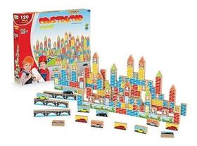 Jogo Construtor Blocos De Montar 120 Peças Em Madeira Junges Jogo Construtor Blocos De Montar 120 Peças Em Madeira Junges