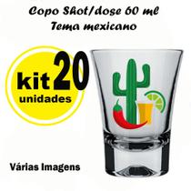 Jogo Copinhos de Shot/Dose 30 mls Vidro Tema Mexicano 20 Und. - TEQUILARIA