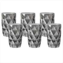 Jogo Copo De Vidro Diana Black 6 Peças
