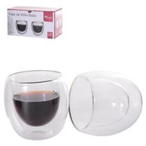 Jogo Copo De Vidro Duplo Bistro Cafe Cappuccino 2 Pçs 140 Ml