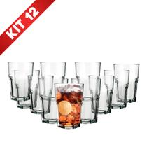 Jogo copo vidro grosso 350ml sucos água bebida drinks bar