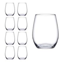 Jogo Copo Vidro Redondo Transparente Amber Duravel 440ml 8Un