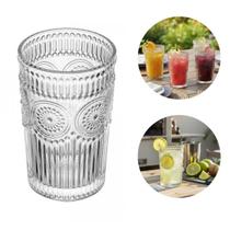 Jogo Copos Altos de Vidro Reforçado Zara Mandala Clear 300 ml Kit 6 Copos Suco