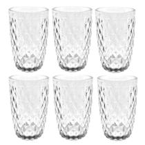 Jogo Copos Altos Vidro 340ml 6 Peças Agua Suco Clear Verre - Mimo Style