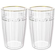 Jogo Copos Cristal Transparente Fio Ouro Imperial 370Ml 2 Jogo Copos Cristal Transparente Fio Ouro Imperial 370Ml 2