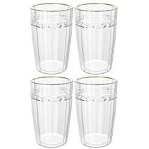 Jogo Copos Cristal Transparente Fio Ouro Imperial 370Ml 4 Jogo Copos Cristal Transparente Fio Ouro Imperial 370Ml 4