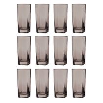 Jogo Copos de Vidro 320ml Cinza Texas Agua Suco Vinho 12Un