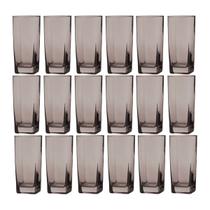 Jogo Copos de Vidro 320ml Cinza Texas Agua Suco Vinho 18 Unid