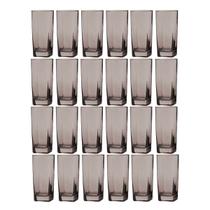 Jogo Copos de Vidro 320ml Cinza Texas Agua Suco Vinho 24 Unid