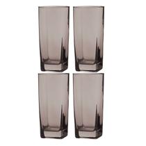 Jogo Copos de Vidro 320ml Cinza Texas Agua Suco Vinho 4 Unid