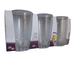 Jogo Copos de Vidro Cristalino Conjunto Kit com 3 Unidades de 325 ml Para Suco e Água - Em Casa Tem