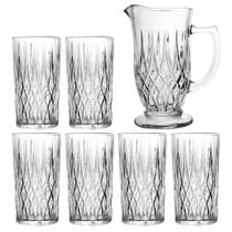 Jogo Copos E Jarra Vidro Transparente Diamante 7 Peças Lyor Jogo Copos E Jarra Vidro Transparente Diamante 7 Peças Lyor