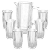 Jogo Copos E Jarra Vidro Transparente Graffiato 7 Peças Jogo Copos E Jarra Vidro Transparente Graffiato 7 Peças